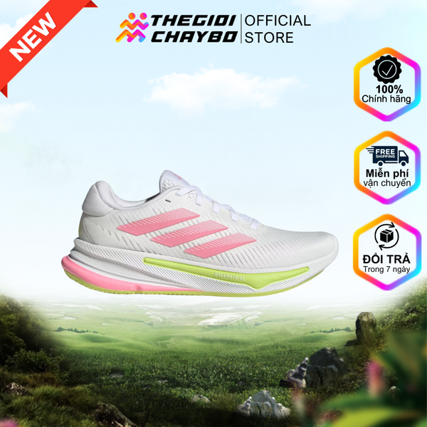  Giày Chạy Bộ Nữ Adidas Supernova Ease - White / Pulse Lime / Pink 