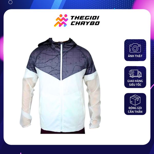  Áo Khoác Chạy Bộ Aspire Phối Màu APK202 - Trắng Xám 