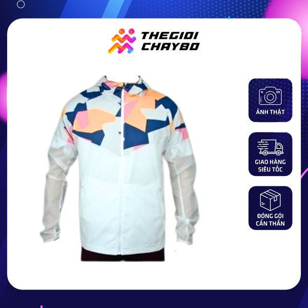 Áo Khoác Chạy Bộ Aspire Phối Màu APK203 - Trắng Xanh Cam 