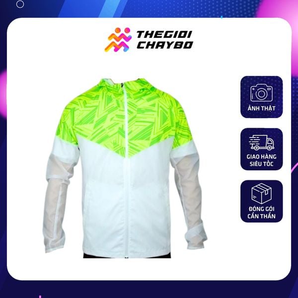  Áo Khoác Chạy Bộ Aspire Phối Màu APK204 - Trắng Xanh Lá 