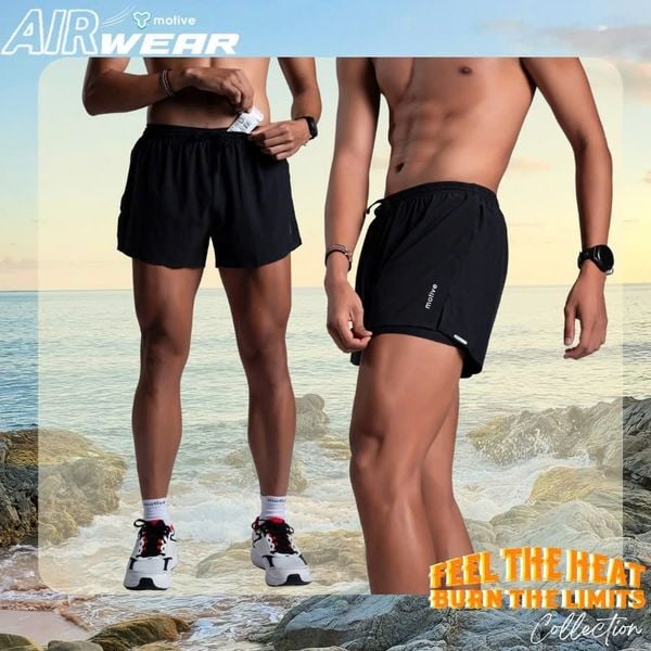  Quần Chạy Bộ Motive 2 Lớp SM208 Có Lót Boxer - Đen 