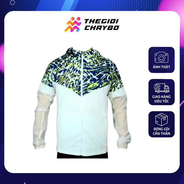  Áo Khoác Chạy Bộ Aspire Phối Màu APK207 - Trắng Xám Xanh 