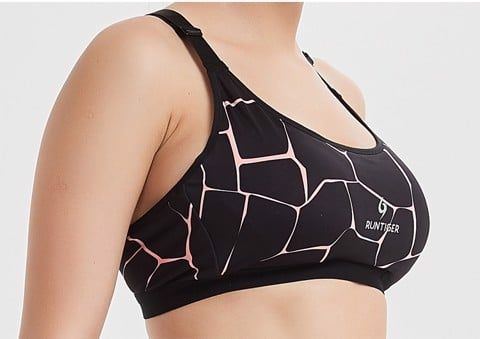  Áo Bra Chạy Bộ Nữ RUNTIGER 4488 - Màu Đen Trắng 