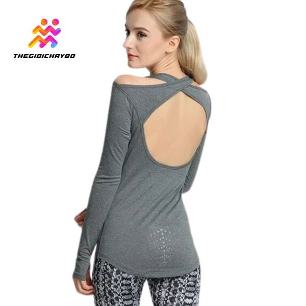  Áo Dài Tay Nữ RunTiger 3999 Hở Lưng - Màu Xám 