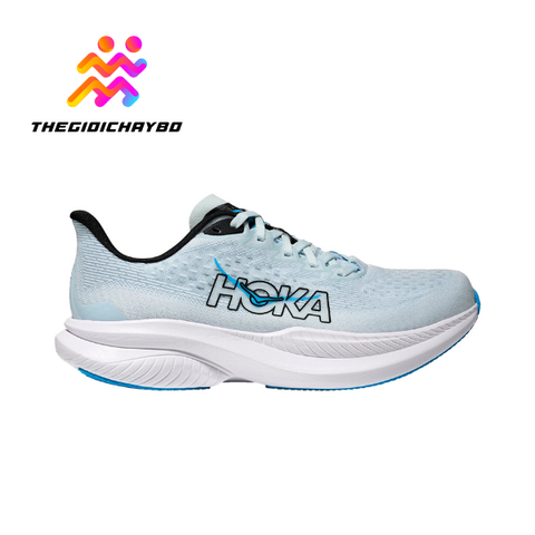  [MUA 1 ĐÔI GIẢM 35%, MUA 2 ĐÔI GIẢM 50%] Giày Chạy Bộ Nữ Hoka Mach 6 Wide Road - Tundra Blue / Raindrop 