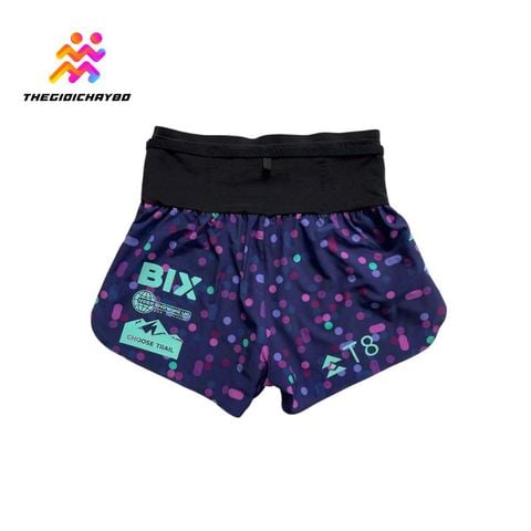  Quần Short Chạy Bộ Nữ T8 Bix Sherpa - Navy Họa Tiết 