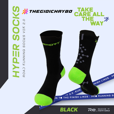  Tất Chạy Bộ RE.SOCK Hyper Socks 2.0 - Black 