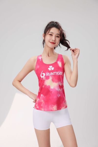  Áo Chạy Bộ Singlet Nữ Runtiger WM-7122 Full Printing - Hot Pink 