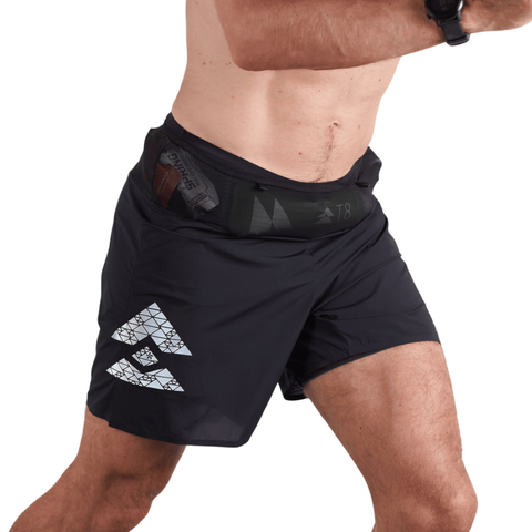  Quần Short Chạy Bộ Nam T8 Sherpa Shorts - Black White Logo 