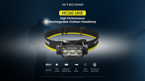  Đèn Pin Đội Đầu Nitecore HC60 UHE 1600 Lumens, Tầm Chiếu 157m - Black/Yellow 