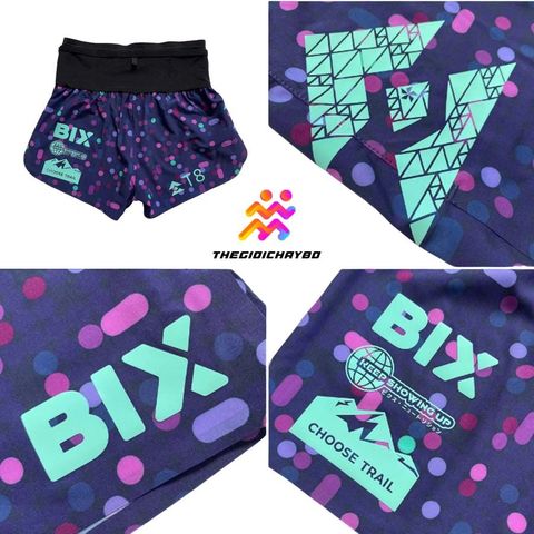  Quần Short Chạy Bộ Nữ T8 Bix Sherpa - Navy Họa Tiết 