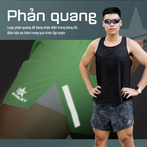  Quần Short Chạy Bộ Athlet ATQ401 Đa Năng , Có Đai Belt - Đen Chấm Trắng 