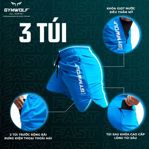  Quần Chạy Bộ Gymwolf Easy Fast & Fly W48 - Màu Xanh Dương 