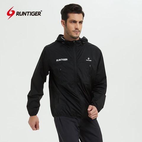  Áo Khoác Chạy Bộ Nam RunTiger 767 - Màu Đen 