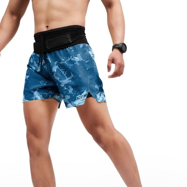  Quần Chạy Bộ Nam Motive SM201 Có Đai Belt - Màu Đen Xanh 