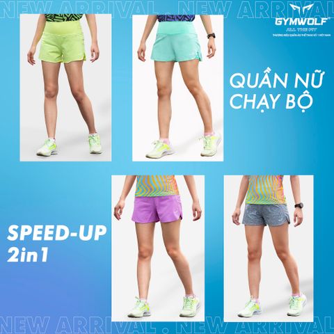  Quần Chạy Bộ Gymwolf 2 Lớp Nữ Speed Up - Màu Xám 
