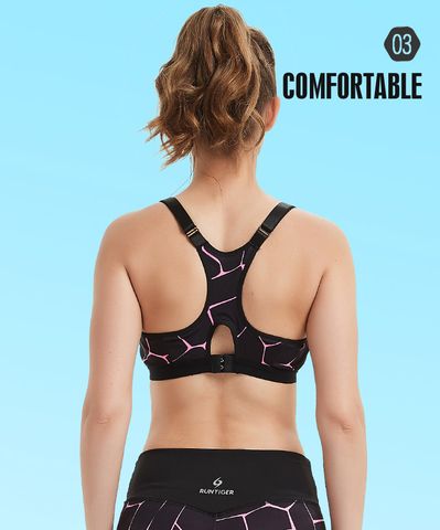  Áo Bra Chạy Bộ Nữ RUNTIGER 4488 - Màu Đen Cam 