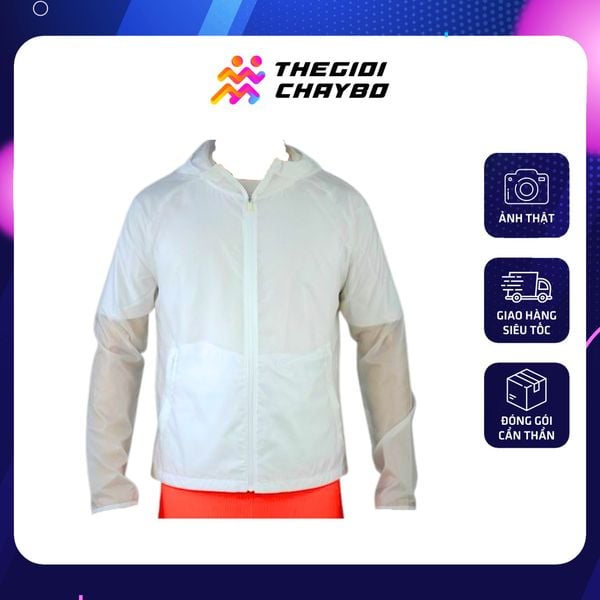  Áo Khoác Chạy Bộ Aspire Một Màu Có Nón APK104 - Trắng 