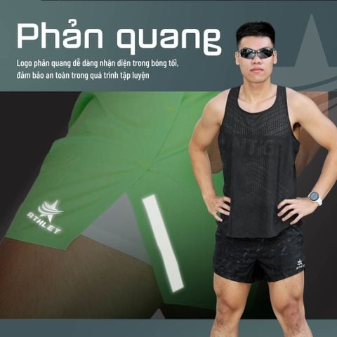  Quần Short Chạy Bộ Athlet ATQ407 Đa Năng , Có Đai Belt - Đen Loang 