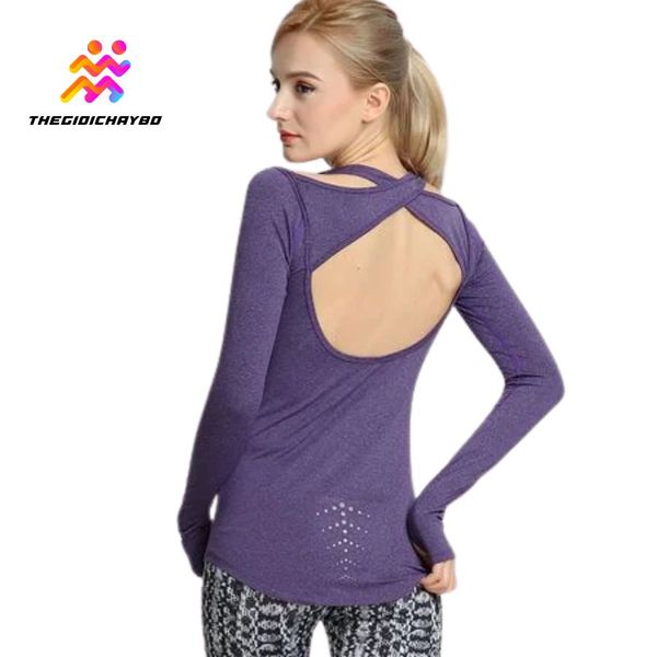  Áo Dài Tay Nữ RunTiger 3999 Hở Lưng - Màu Tím 