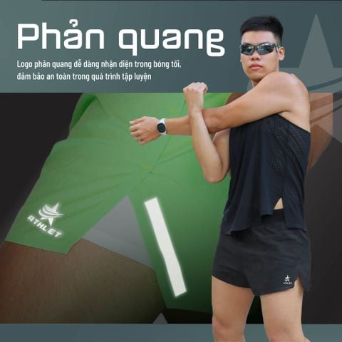  Quần Short Chạy Bộ Athlet ATQ404 Đa Năng , Có Đai Belt - Đen 