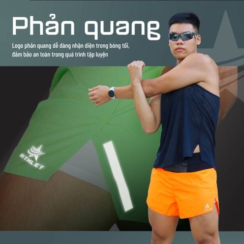  Quần Short Chạy Bộ Athlet ATQ403 Đa Năng , Có Đai Belt - Cam 