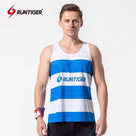  Áo Cọc Tay Nam RunTiger SS21-10M-1 - Màu Xanh Trắng 