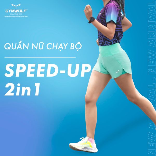  Quần Chạy Bộ Gymwolf 2 Lớp Nữ Speed Up - Màu Tím 