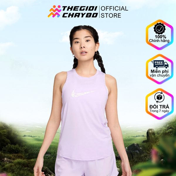  Áo Singlet Chạy Bộ Nữ Nike One - Lilac Bloom/White 