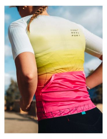  Áo Bó Tay Ngắn Compressport Tri Postural Aero - Safe Yellow/Neo Pink 