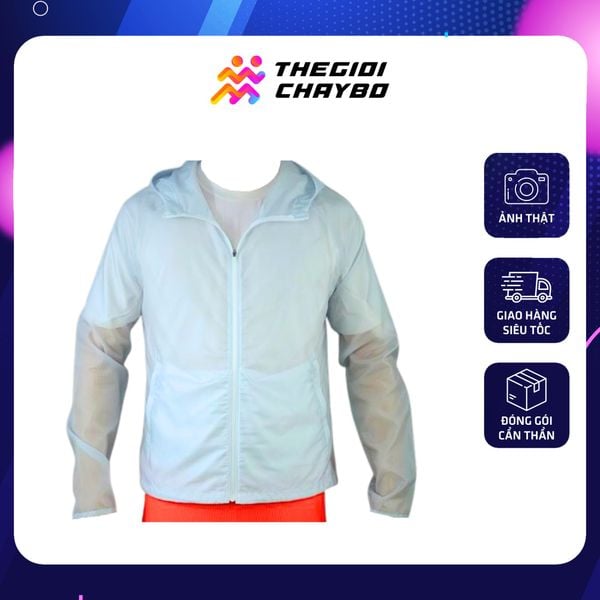  Áo Khoác Chạy Bộ Aspire Một Màu Có Nón APK105 - Trắng Sữa 