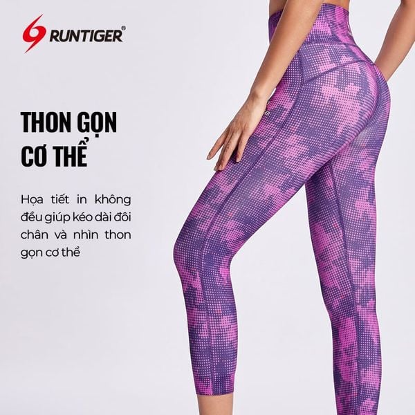  Quần Lửng Legging Nữ RunTiger 4686 Nâng Mông - Màu Tím 