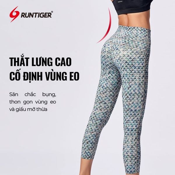  Quần Lửng Legging Nữ RunTiger 4686 Nâng Mông - Màu Xám Nhạt 