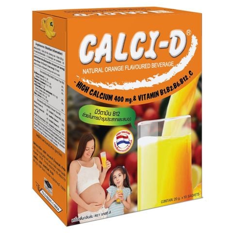  Bột Pha Nước Giải Khát Calci-D Bổ Sung Calium 400mg Và Vitamin (Dạng Gói 20g) 