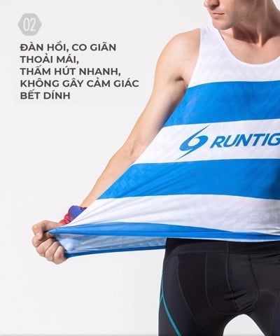  Áo Cọc Tay Nam RunTiger SS21-10M-1 - Màu Xanh Trắng 