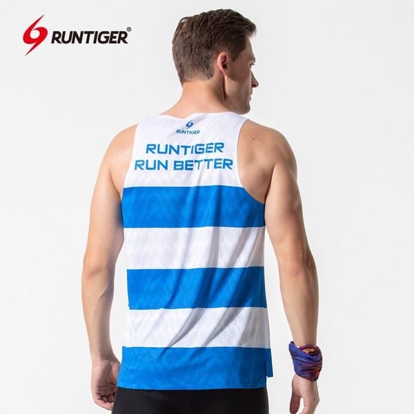  Áo Cọc Tay Nam RunTiger SS21-10M-1 - Màu Xanh Trắng 