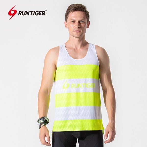  Áo Cọc Tay Nam RunTiger SS21-10M-1 - Màu Vàng Trắng 