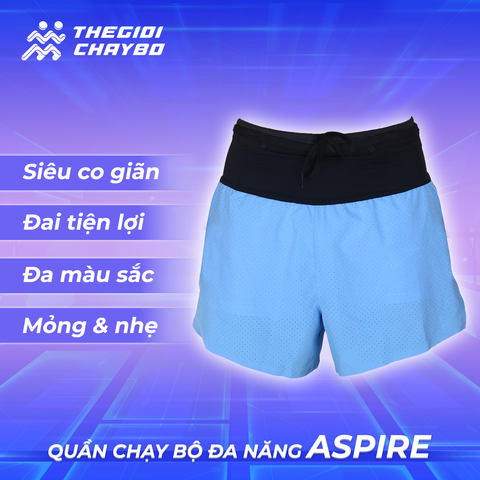  Quần Short Chạy Bộ Aspire APQ627 Đa Năng, Có Đai Belt  - Xanh Biển 