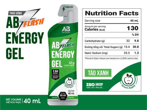  Gel Năng Lượng AB Flash Gói 40ml - Vị Táo Xanh 