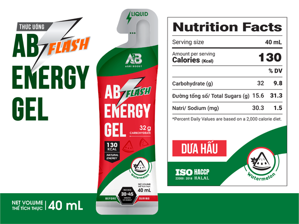  Gel Năng Lượng AB Flash Gói 40ml - Vị Dưa Hấu 