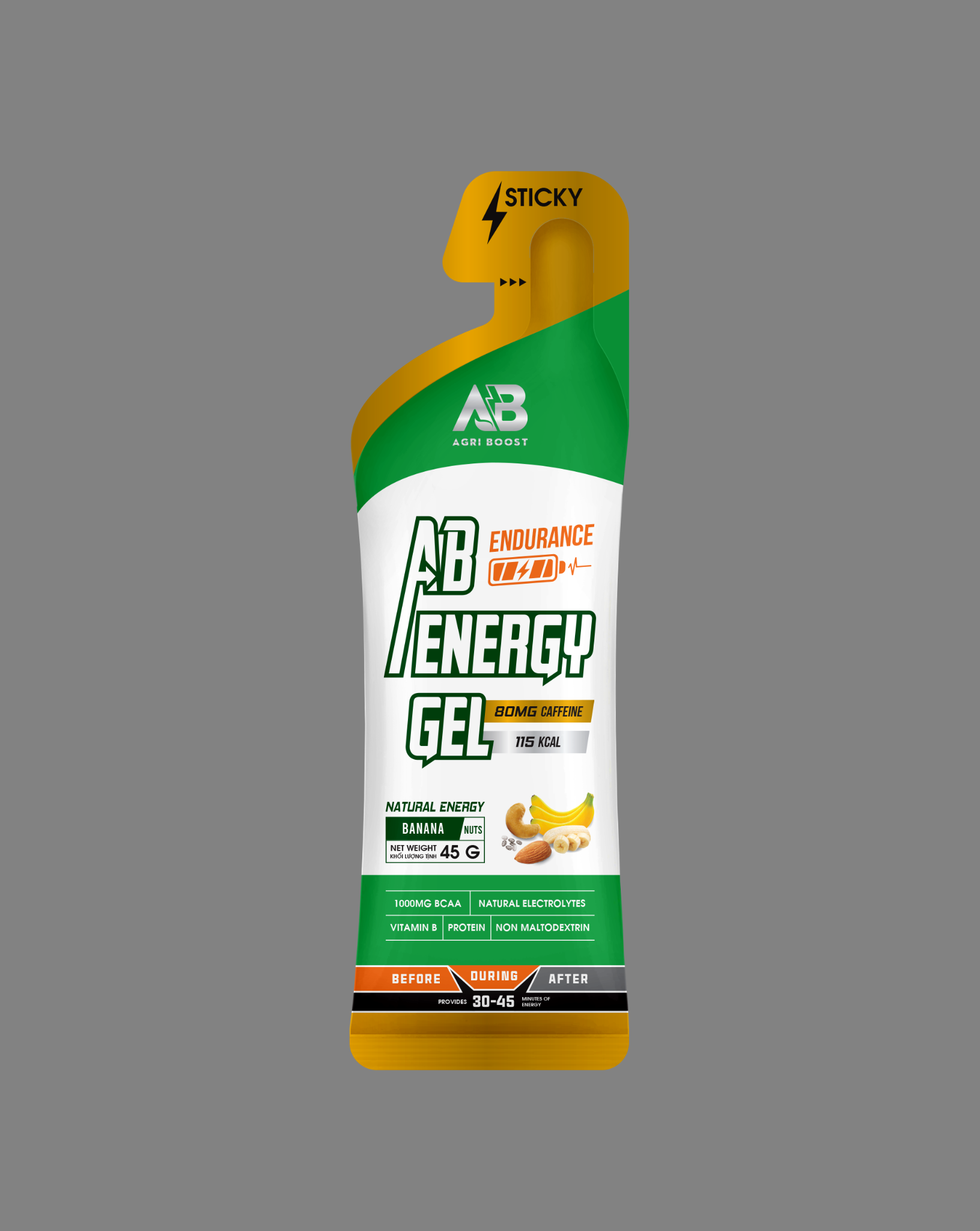  Gel Năng Lượng AB Endurance Gói 45g - Vị Chuối + Cafein 
