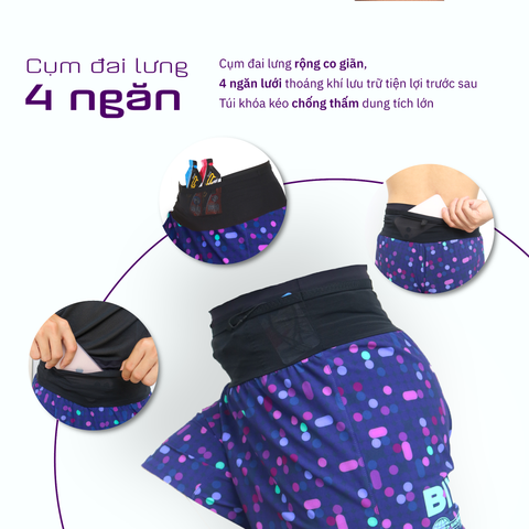  Quần Short Chạy Bộ Nam T8 Bix Sherpa - Navy Họa Tiết 