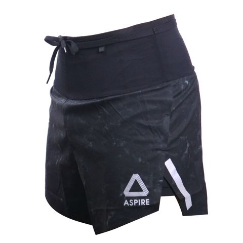  Quần Short Chạy Bộ Aspire APQ602 Đa Năng, Có Đai Belt - Đen Loang 