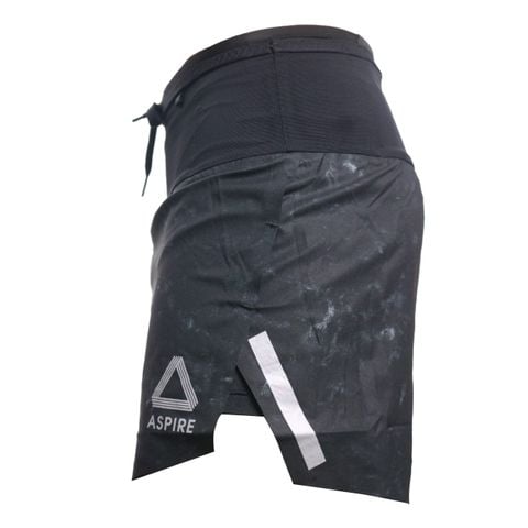  Quần Short Chạy Bộ Aspire APQ602 Đa Năng, Có Đai Belt - Đen Loang 