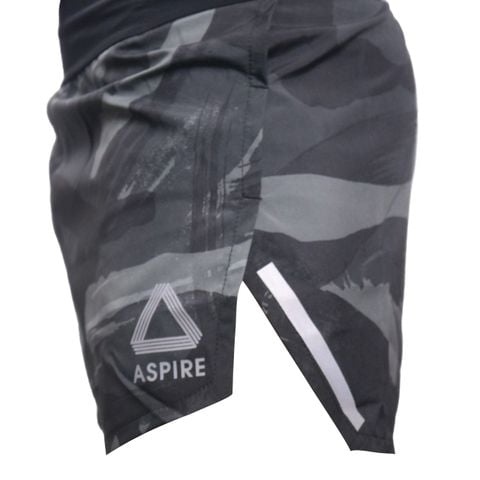  Quần Short Chạy Bộ Aspire APQ612 Đa Năng, Có Đai Belt  - Đen Họa Tiết 