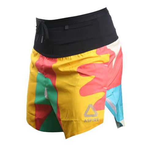  Quần Short Chạy Bộ Aspire APQ614 Đa Năng, Có Đai Belt - Cam Xanh Vàng 
