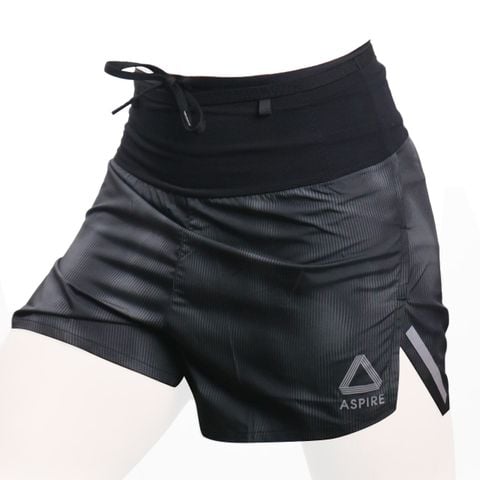 Quần Short Chạy Bộ Aspire APQ619 Đa Năng, Có Đai Belt  - Xám Loang 