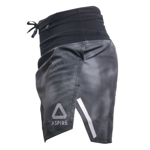  Quần Short Chạy Bộ Aspire APQ619 Đa Năng, Có Đai Belt  - Xám Loang 