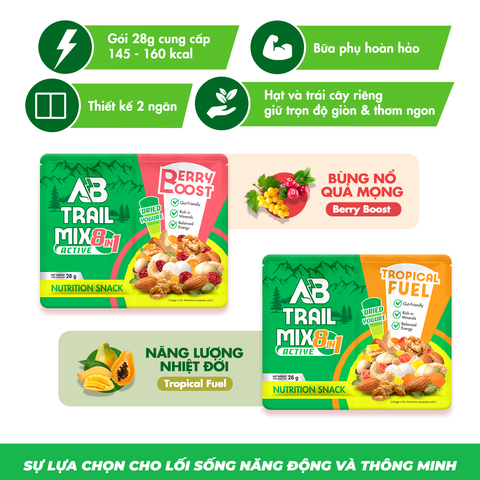  Túi Hạt Dinh Dưỡng AB Trail Mix Năng Lượng Nhiệt Đới 28g 