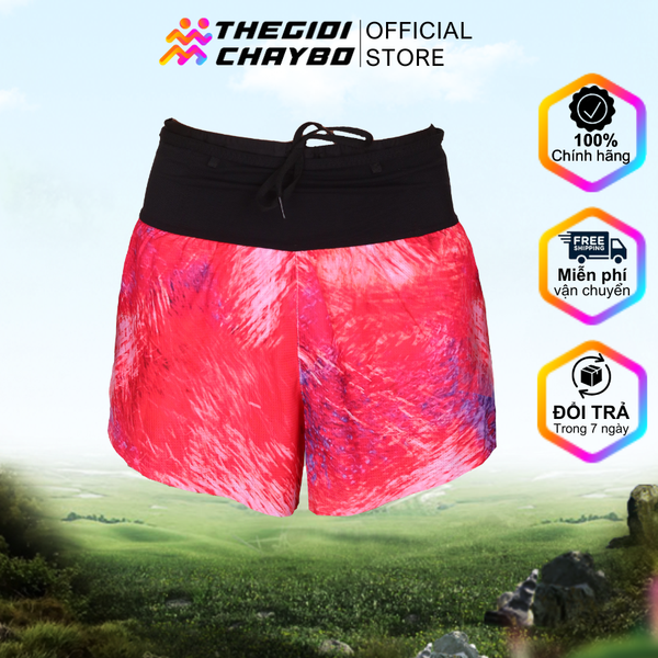  Quần Short Chạy Bộ Aspire APQ605 Đa Năng, Có Đai Belt - Đỏ Họa Tiết 